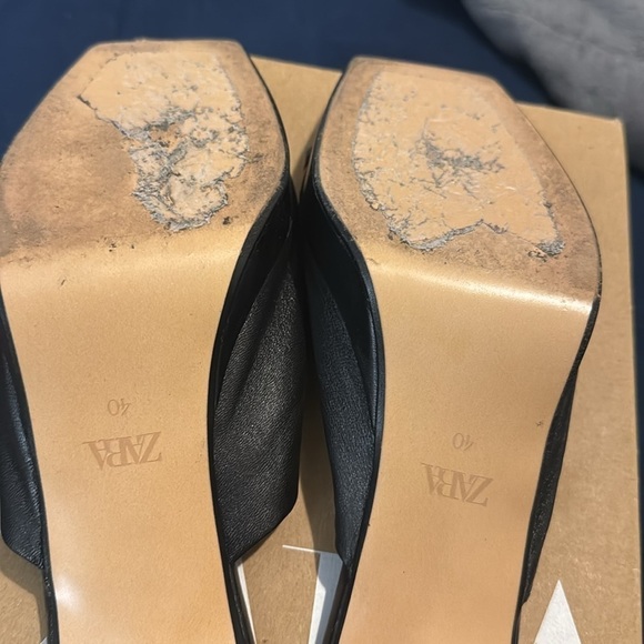 Zara leather heel platform mules black size 9US/40 - Picture 9 of 15